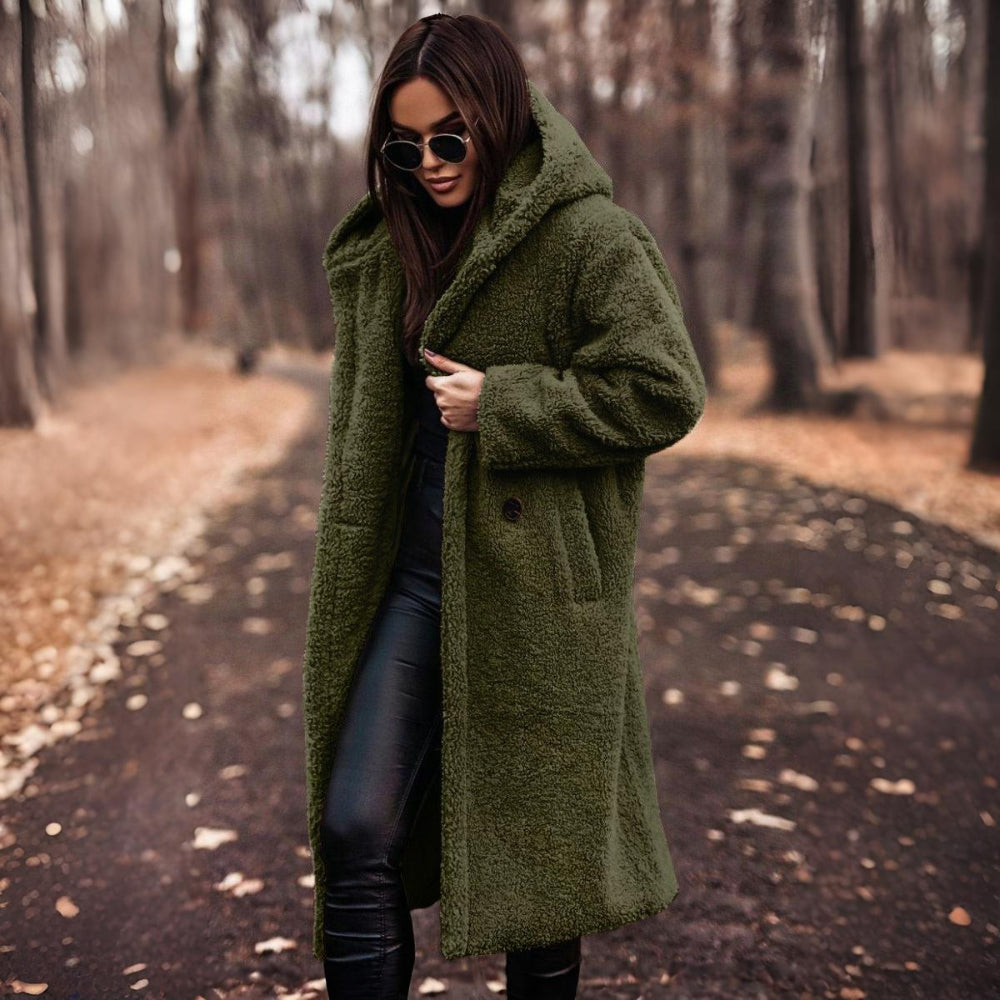 Dames Lange Teddy Jas – Oversized Winterjas