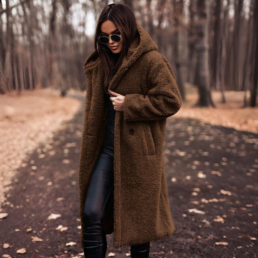 Dames Lange Teddy Jas – Oversized Winterjas