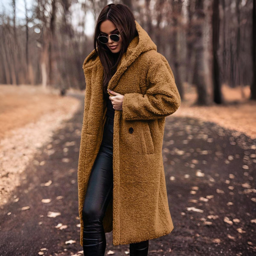 Dames Lange Teddy Jas – Oversized Winterjas