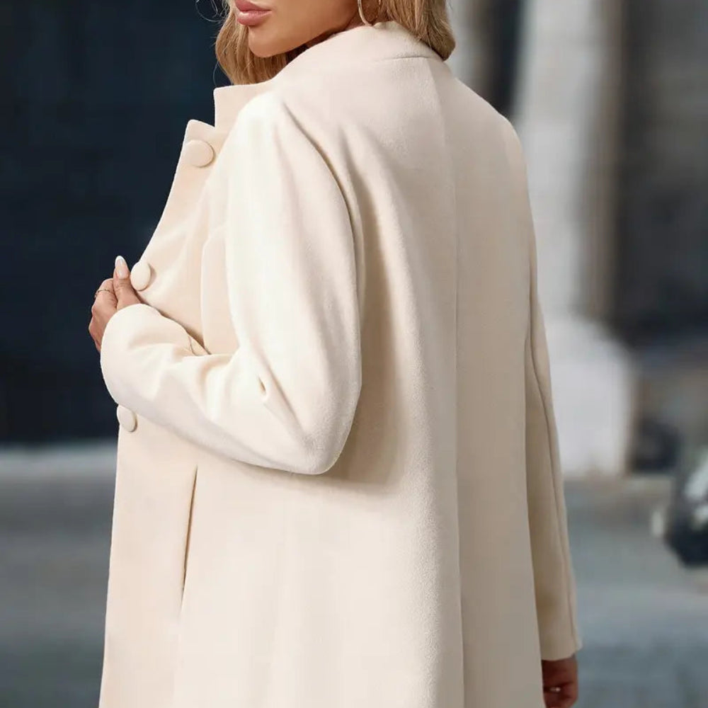 Dames Lange Winter Blazer Jas - Getailleerd Staande Kraag