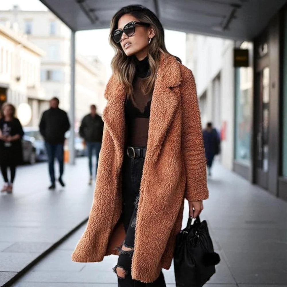 Dames Zachte Faux Fur Winterjas - Lange Teddy Mantel Warm