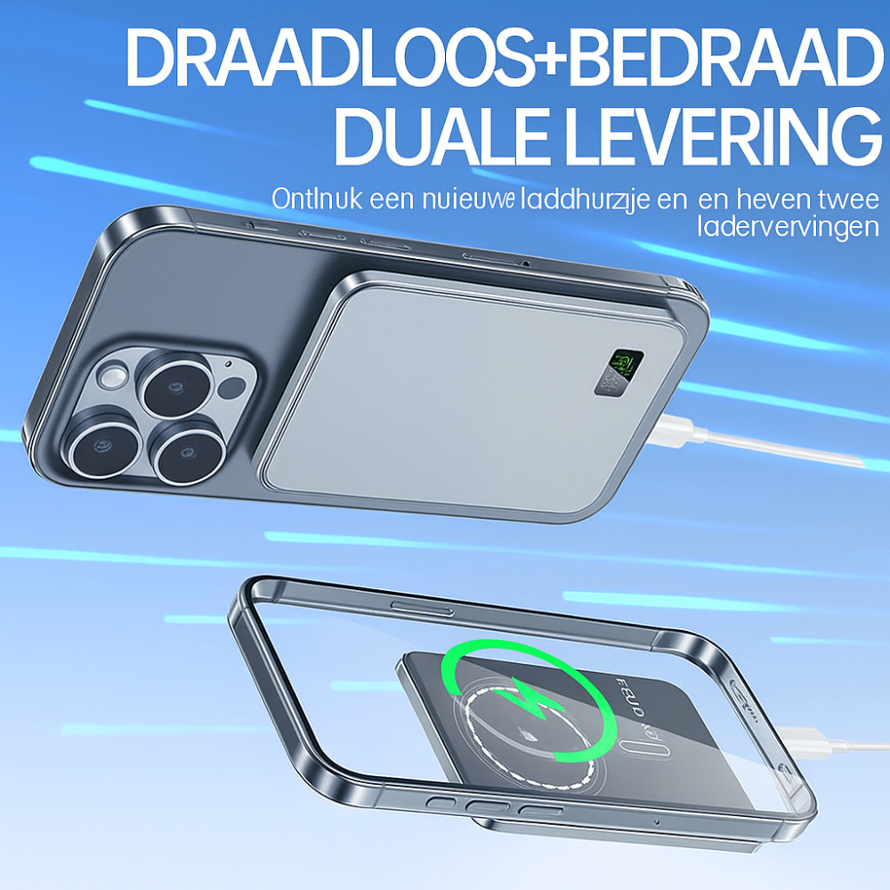 Draadloze Powerbank MagSafe Dun Snel Opladen LED Display