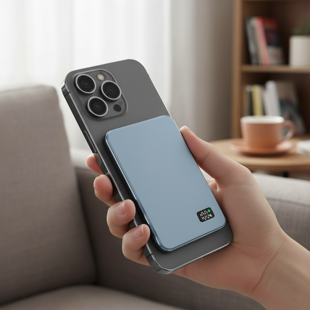 Draadloze Powerbank MagSafe Dun Snel Opladen LED Display