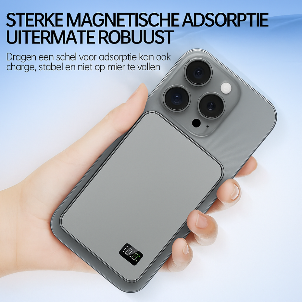 Draadloze Powerbank MagSafe Dun Snel Opladen LED Display