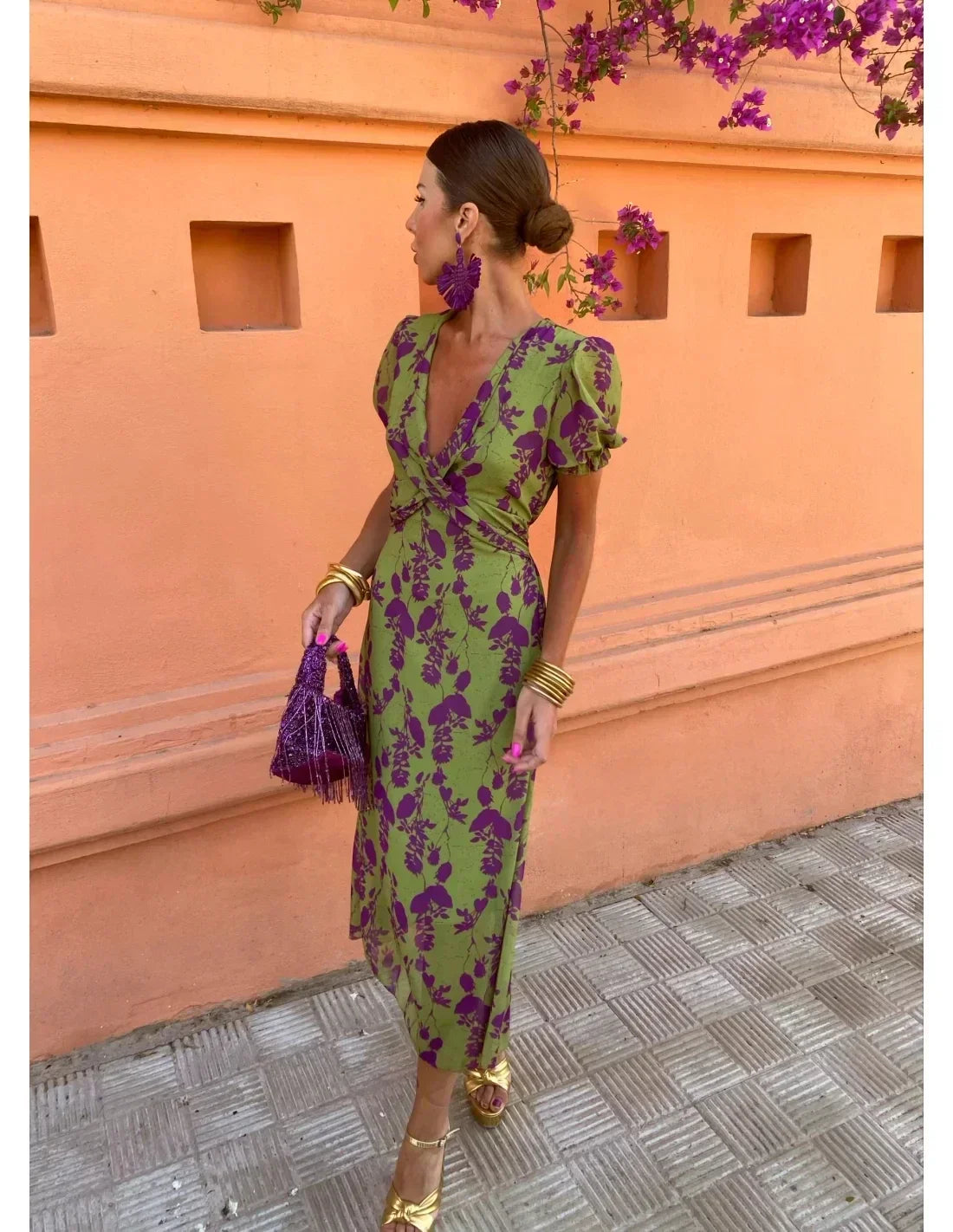 Dames Elegante Bloemen Zomerjurk | Midi