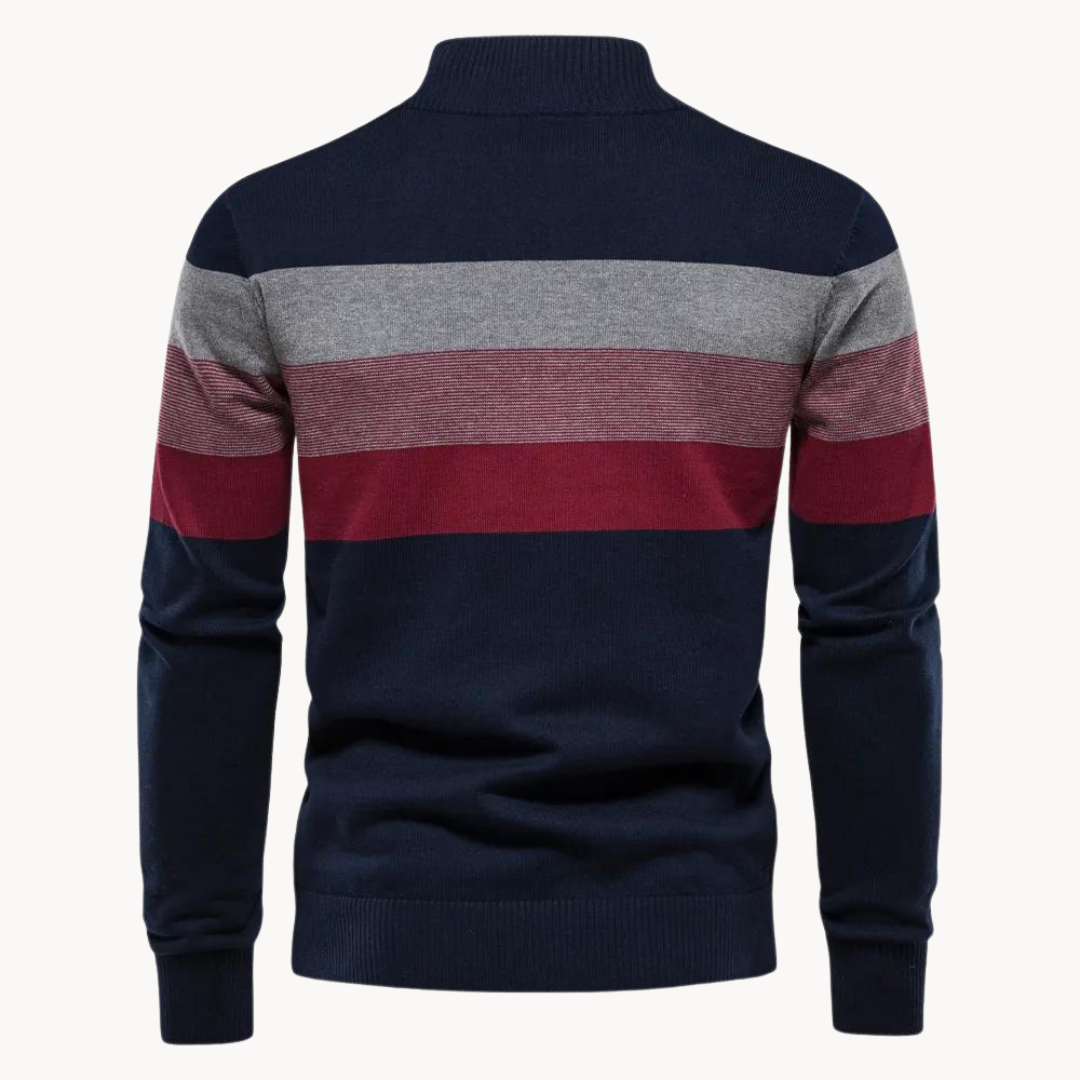 Heren Gestreepte Pullover | Korte Ritsstijl