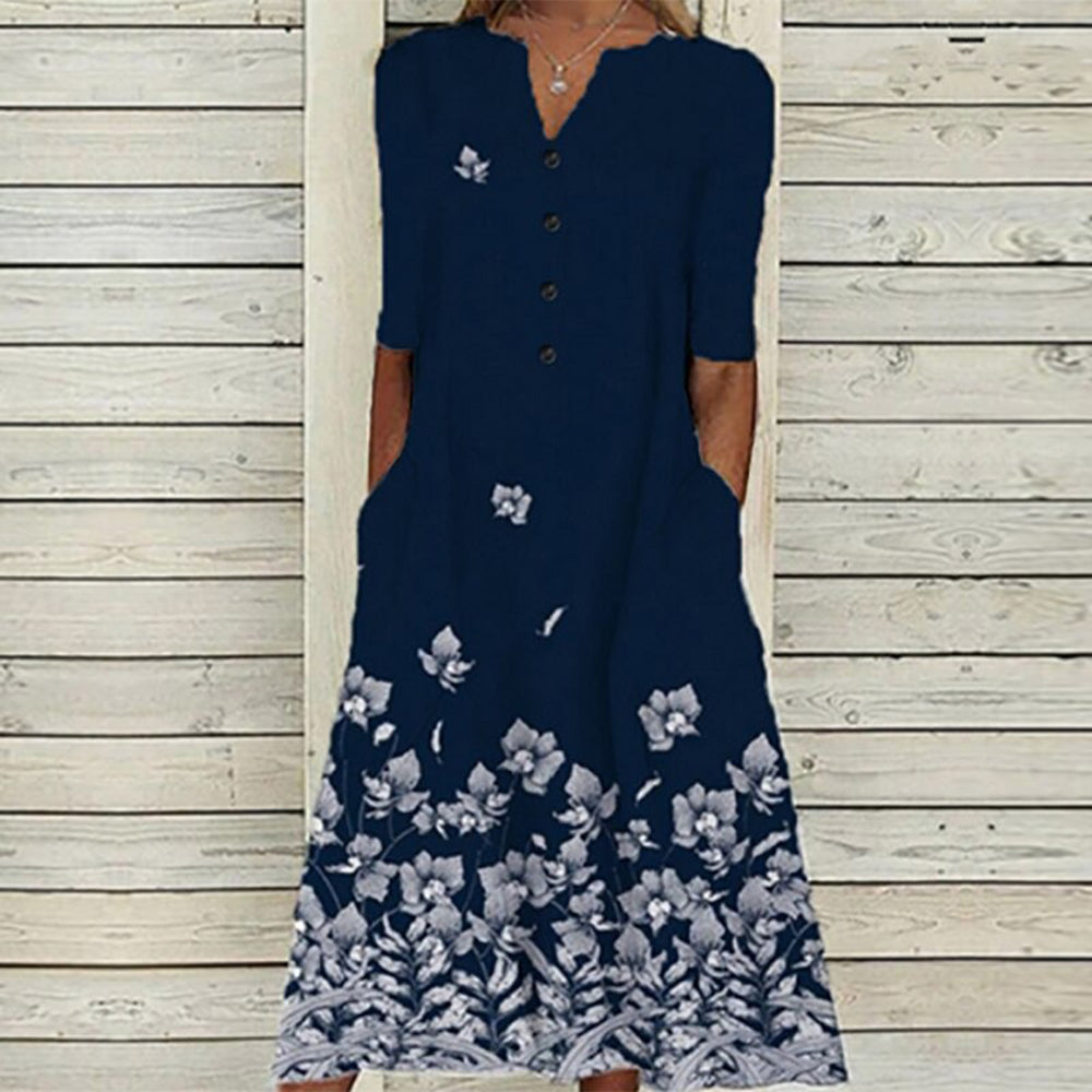 Dames Elegante Vlinderprint Zomerjurk | Midi