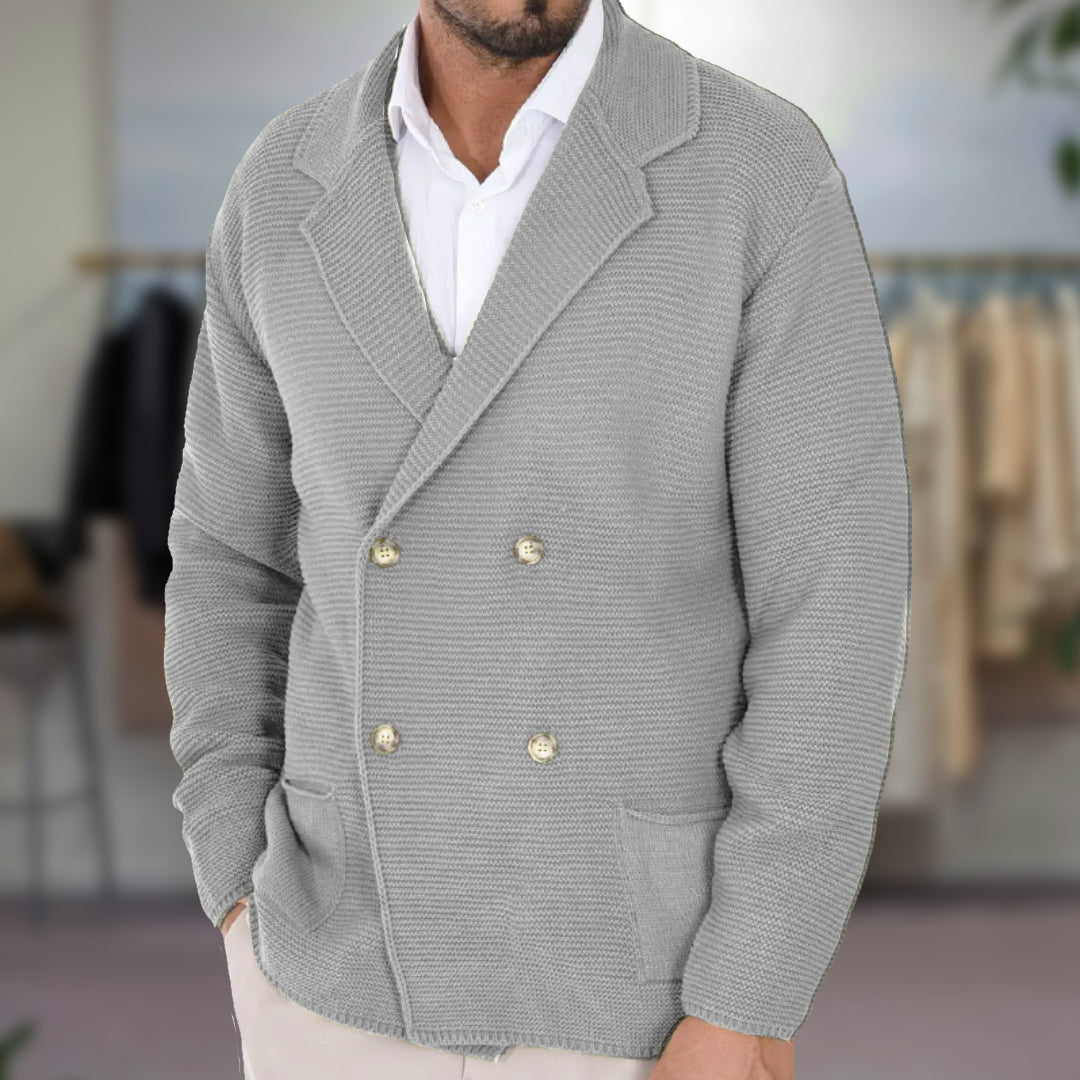 Heren Gebreide Blazer | Lang, Dubbel Knoopsluiting