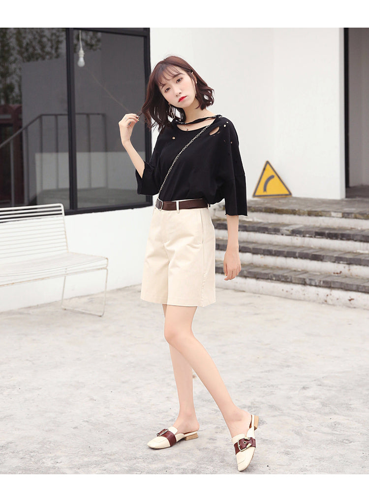 Dames Zomer Shorts | Hoog, Met Riem, Hoogwaardig materiaal