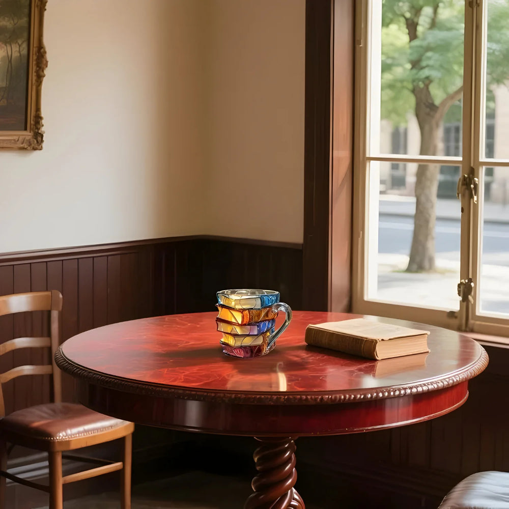 Handgemaakte Glazen Mok met Kleurrijk 3D Boeken Ontwerp