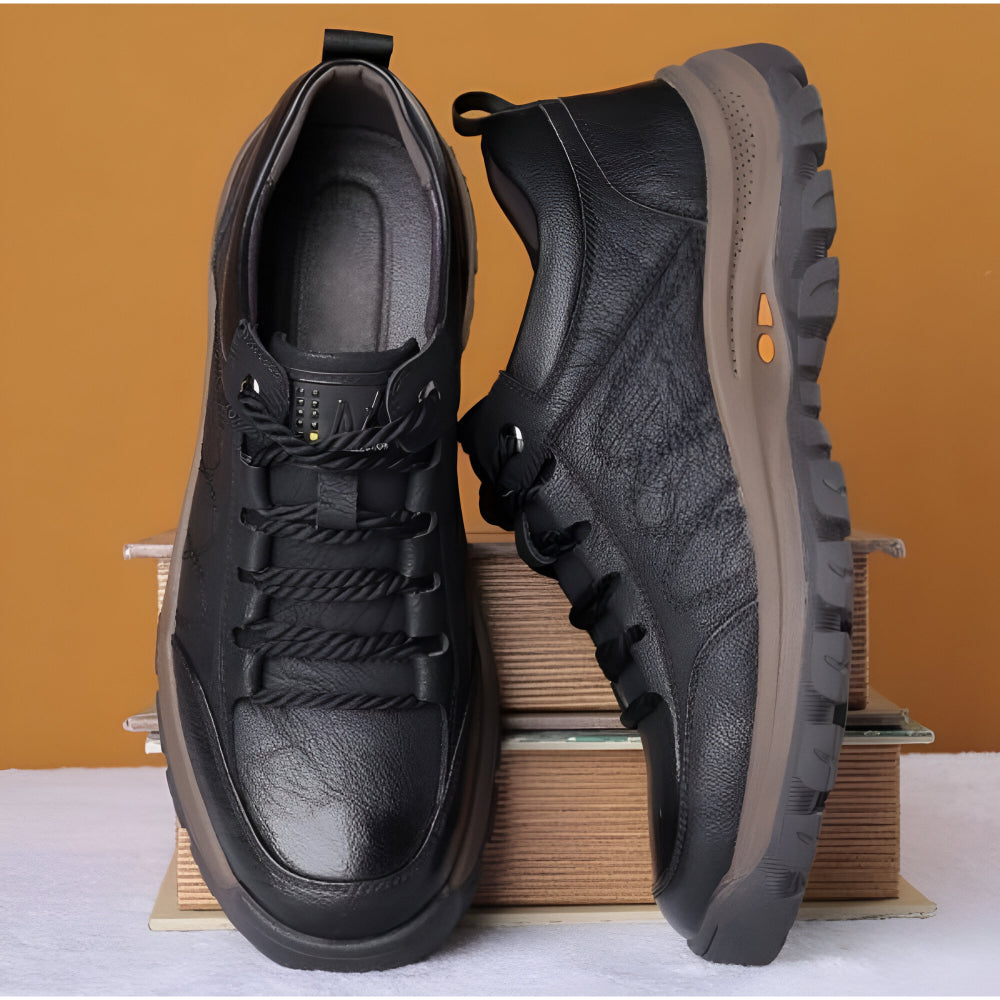 Heren Leren Casual Schoenen – Comfortabel Dikke Zool