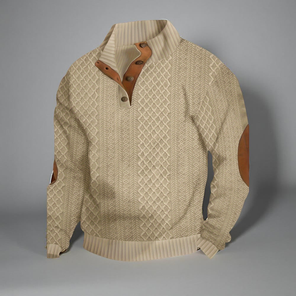 Heren Gebreide Trui met Rits – Warme Winter Pullover