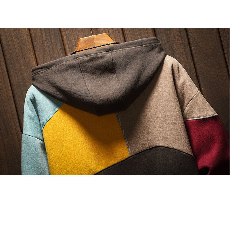 Heren Bedrukte Sweatshirts | Warme Kap in Kleurvlakkenstijl