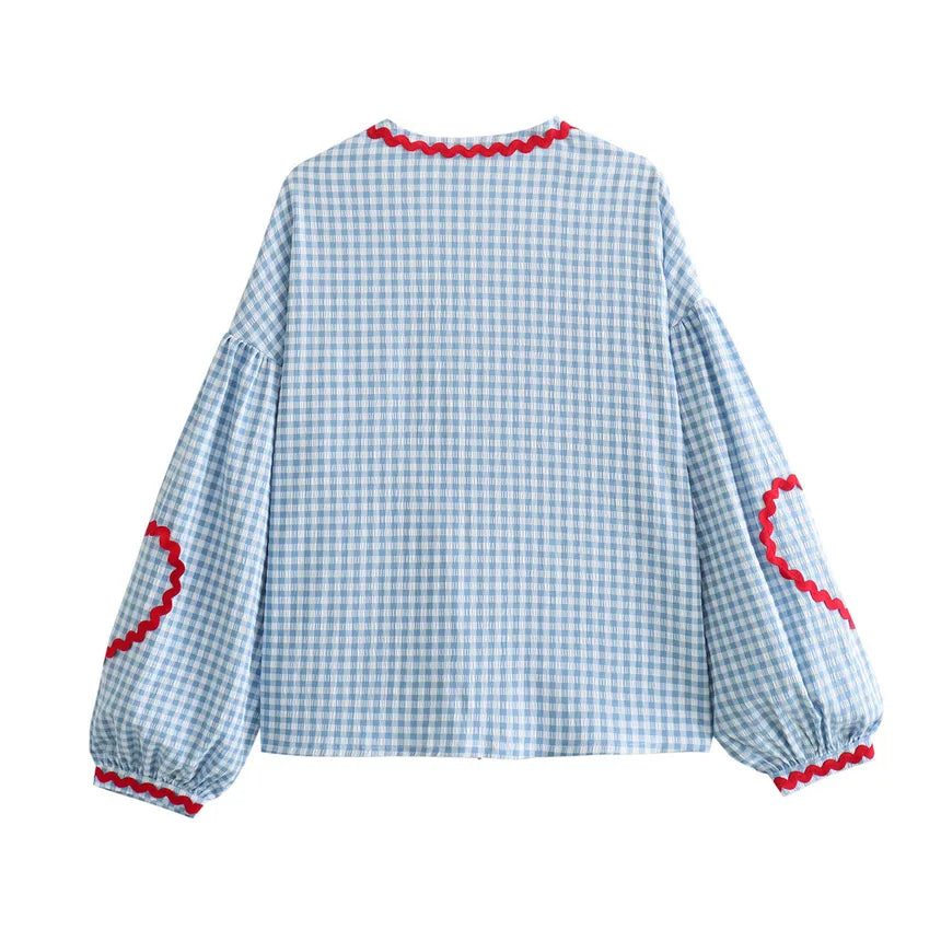 Dames Zomer Blouse | Langarm, Hartvormig Detail