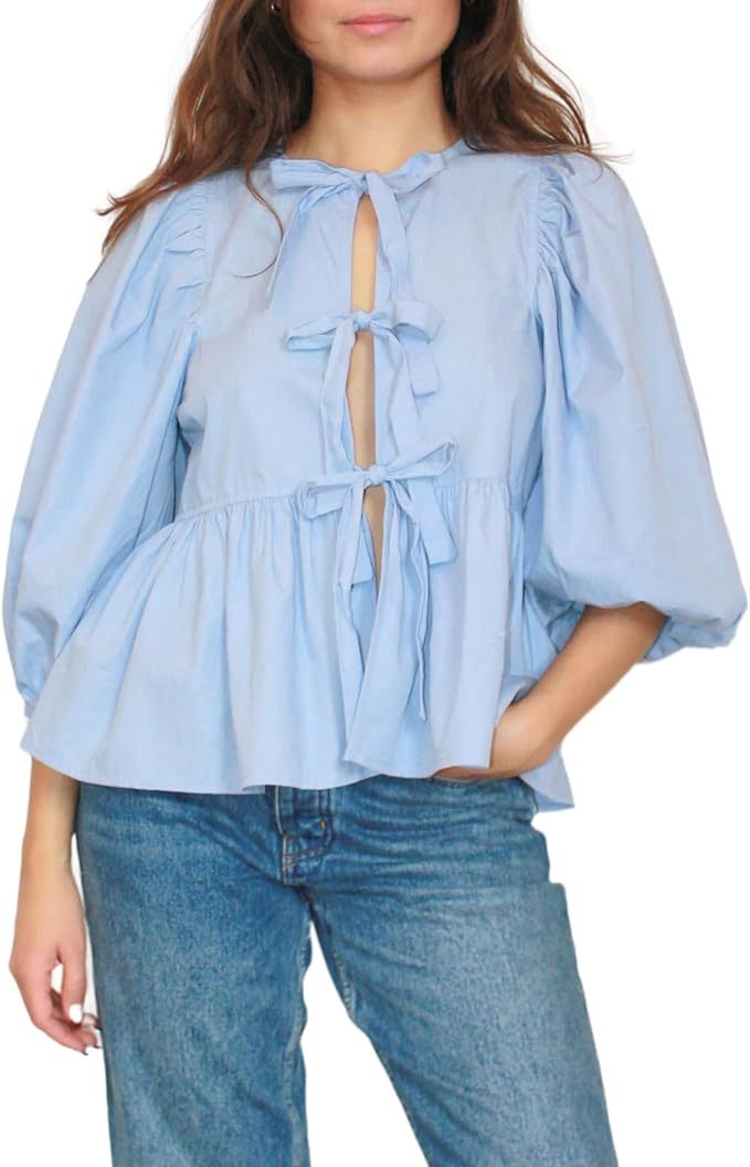 Dames Witte Blouse | Strik Lange Mouwen