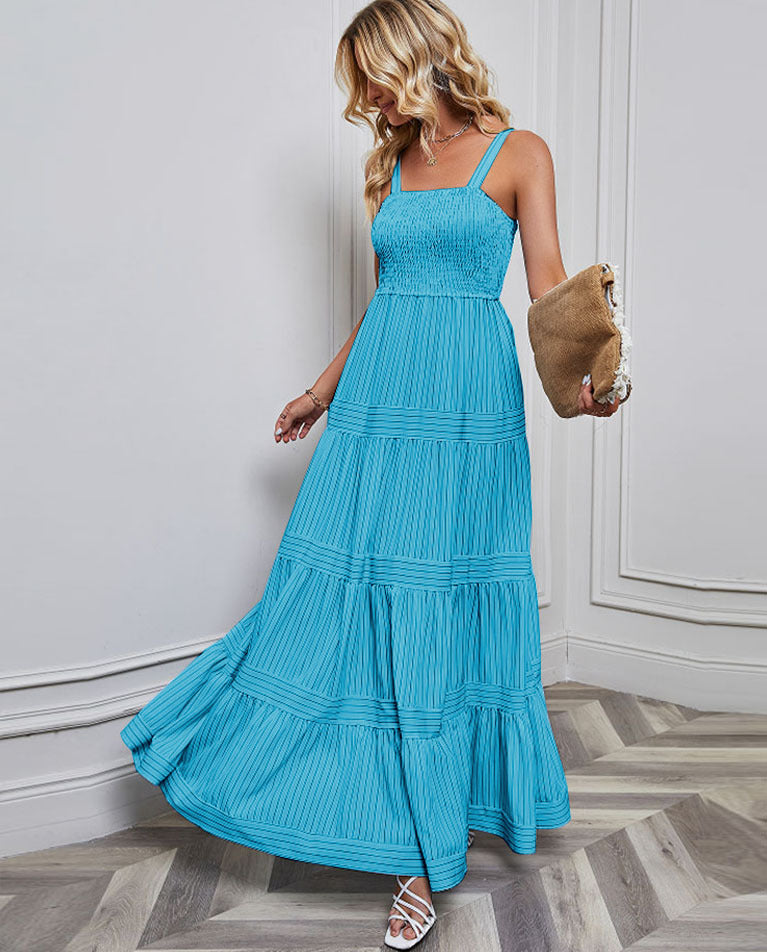 Dames Luchtige geplooide zomerjurk | Maxi