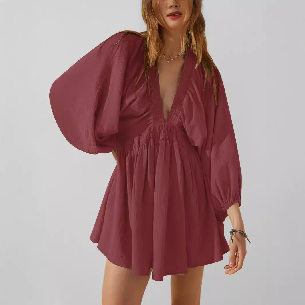 Dames Diepe-hals zomerjurk | Mini