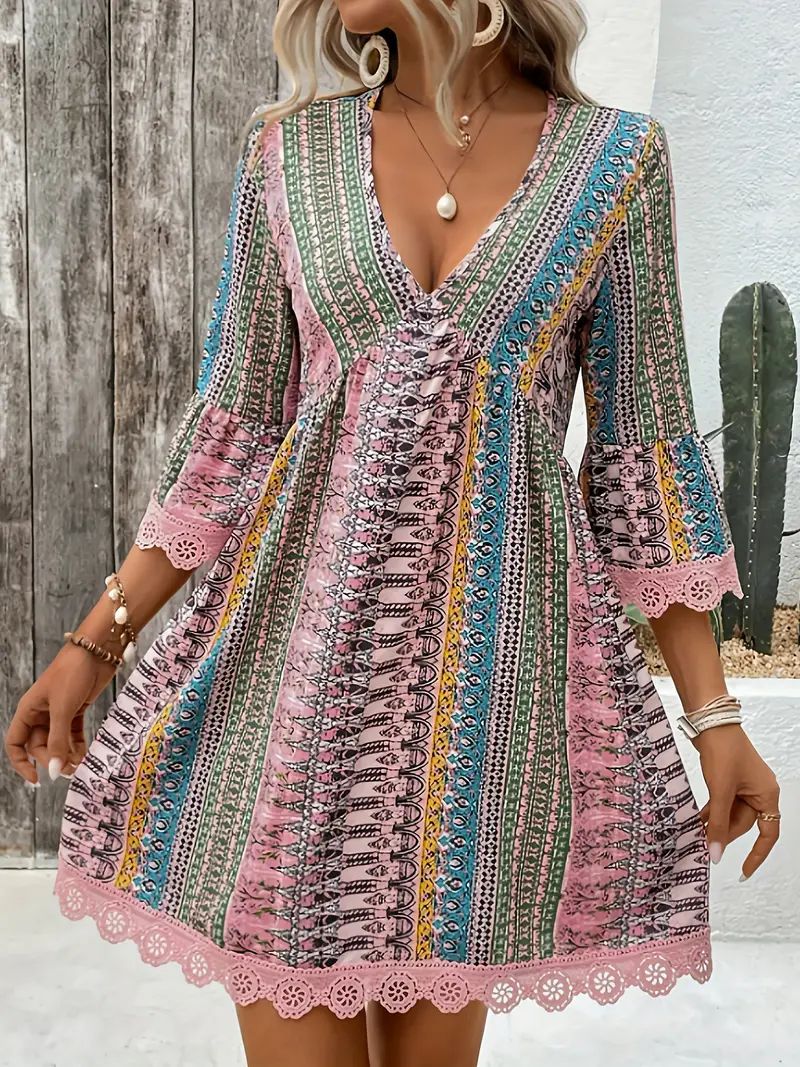 Dames Vintage bedrukte zomerjurk | Mini