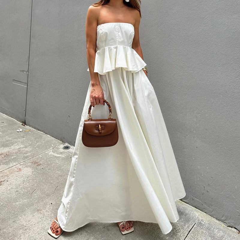 Dames Strapless Gelaagde Zomerjurk | Maxi