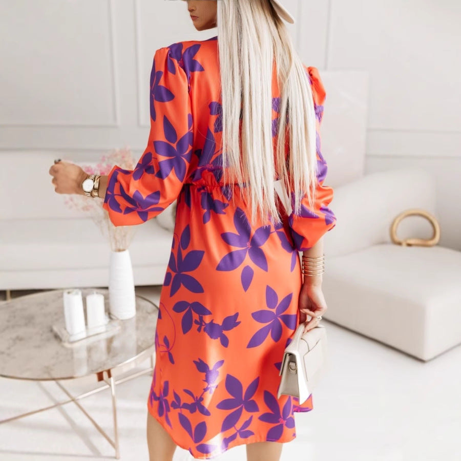 Dames Elegante overslag zomerjurk met bloemenmotief | Midi