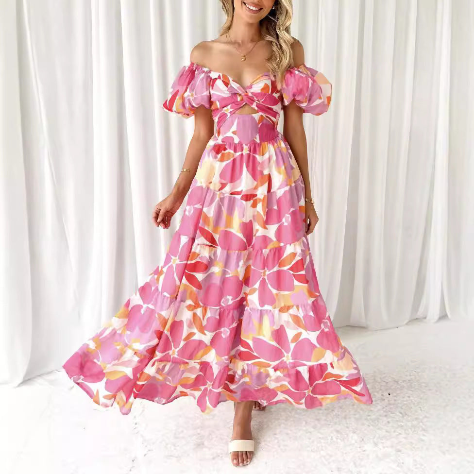 Dames Elegante Puffmouw Zomerjurk | Maxi
