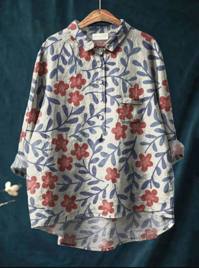 Dames Zomer Blouse | Langarm, Bedrukt