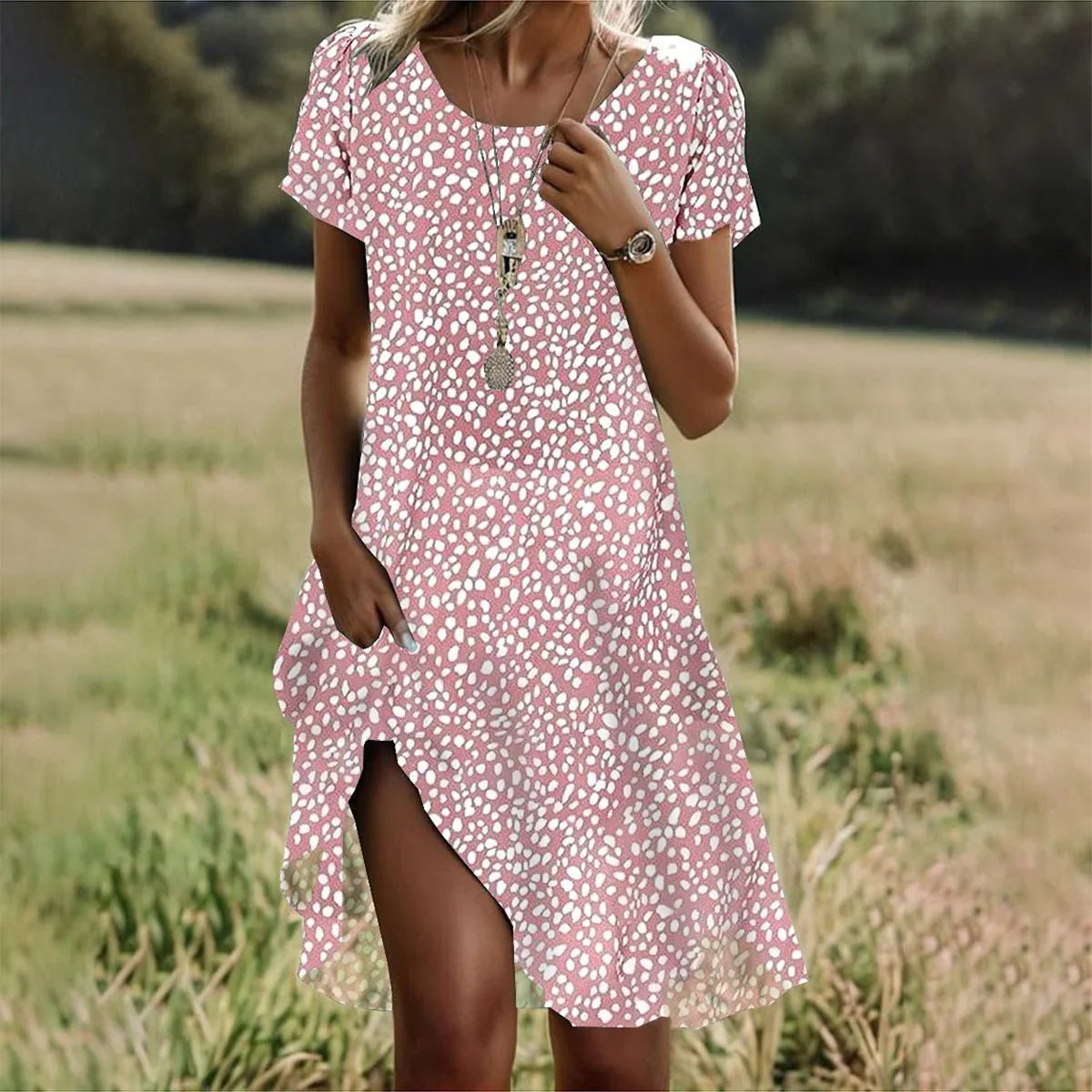 Dames Luchtige Polka Dot Zomerjurk | Mini