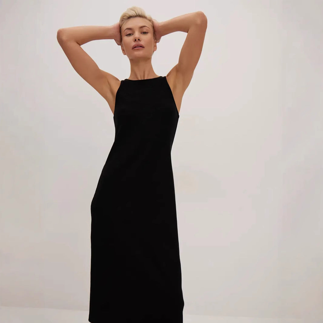 Abito estivo elegante da donna con collo alto | Midi