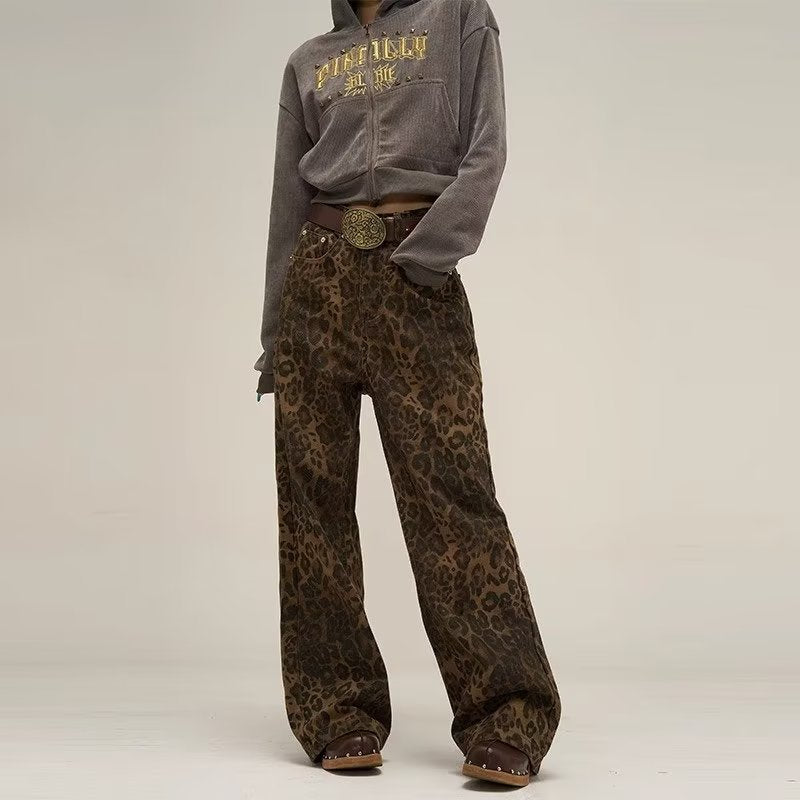 Pantaloni Baggy da Donna | Lungo Stampa Leopardo