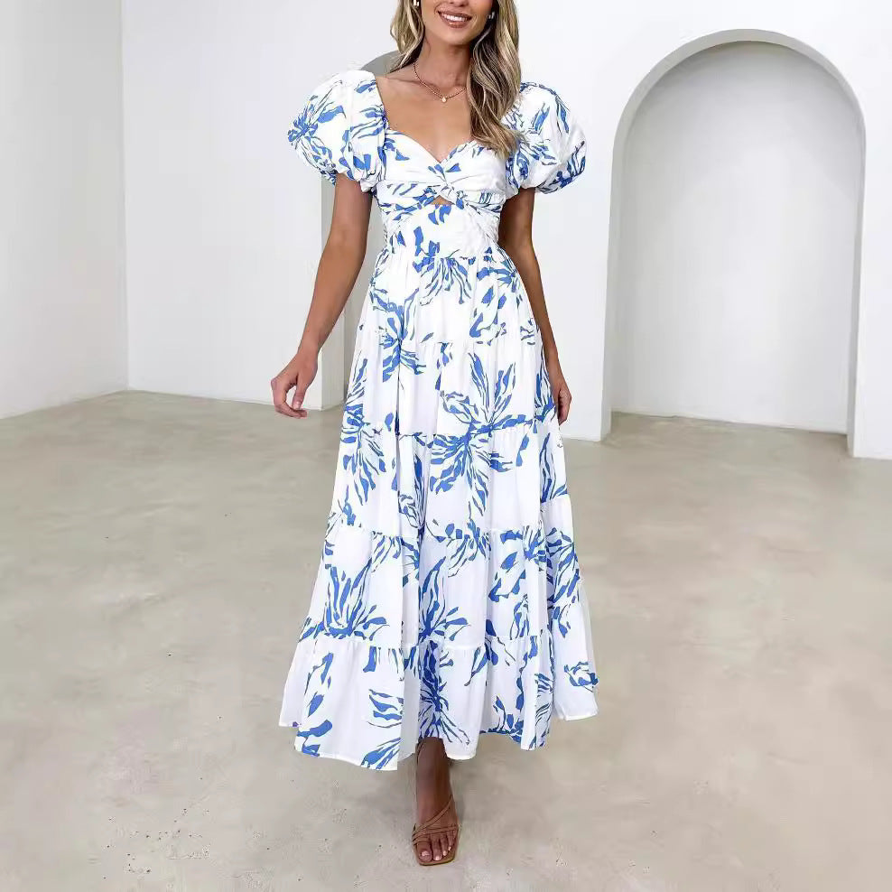 Dames Elegante Puffmouw Zomerjurk | Maxi
