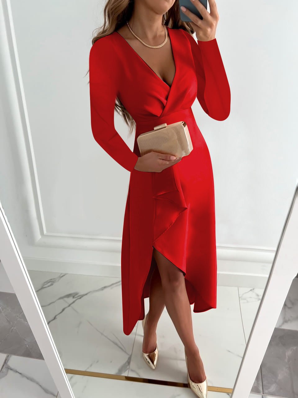 Dames Elegante Overslagjurk | Midi