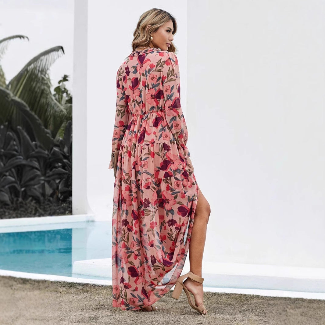 Abito estivo lungo da donna con stampa floreale ariosa | Maxi