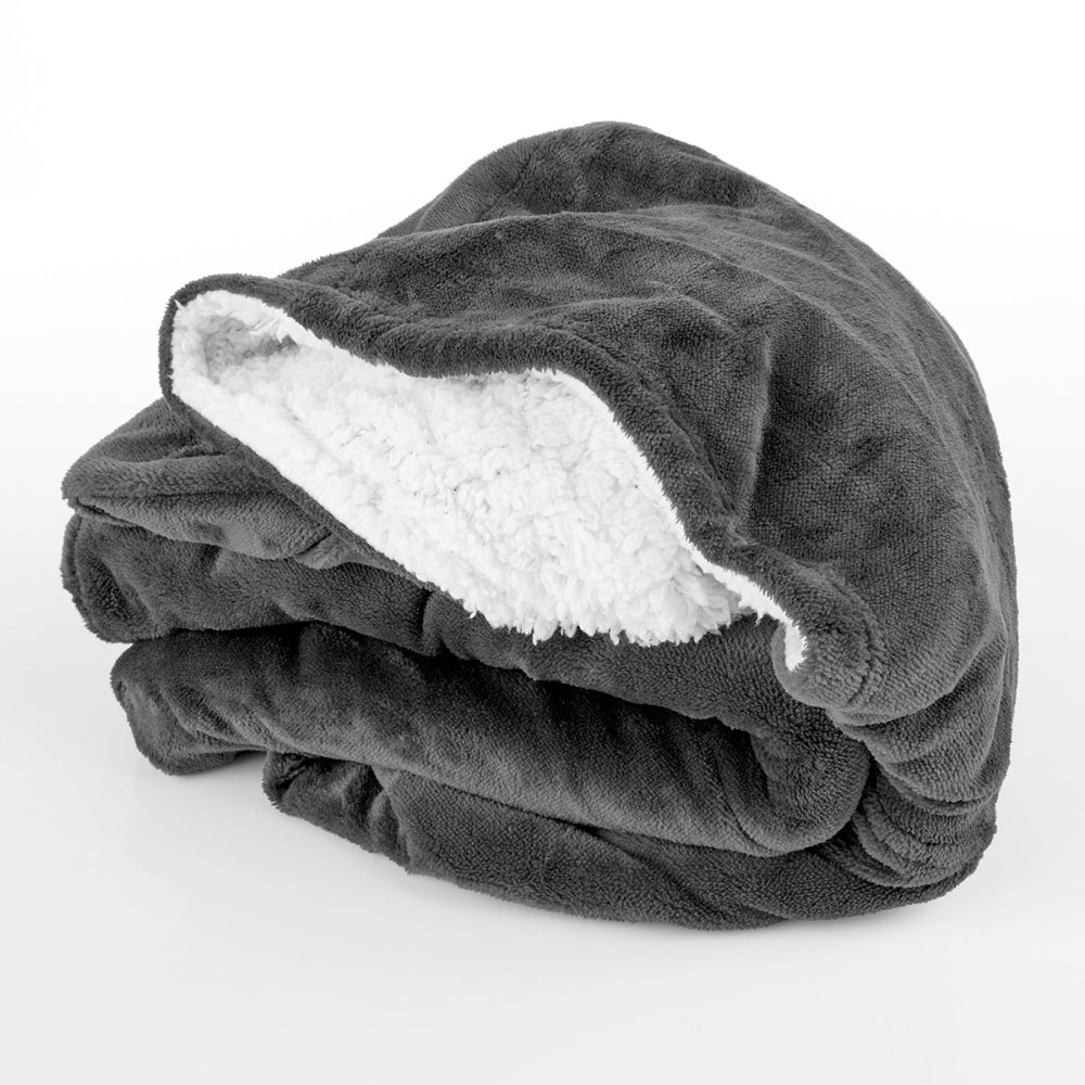 Oversized Hoodie Fleece Deken met Sherpa Voering voor Warmte