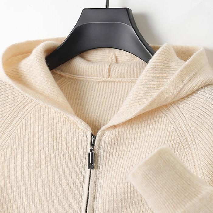 Heren Gebreide Herfst Hoodie | Ritssluiting, Kap