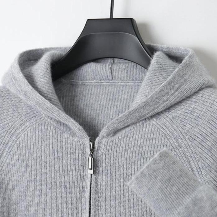 Heren Gebreide Herfst Hoodie | Ritssluiting, Kap