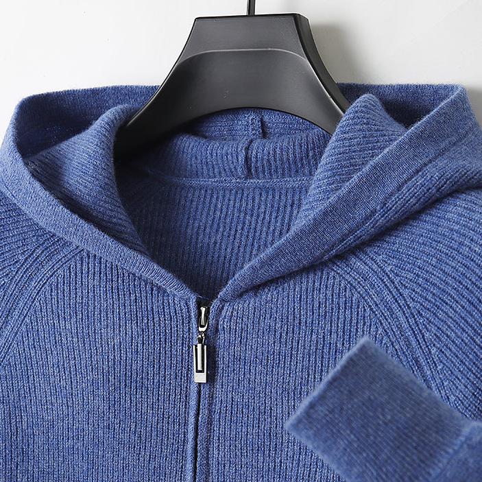 Heren Gebreide Herfst Hoodie | Ritssluiting, Kap