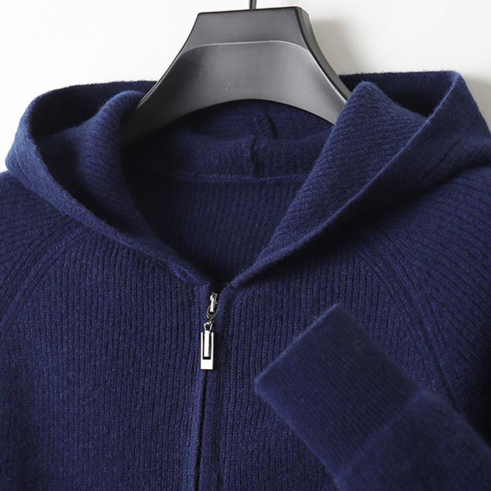 Heren Gebreide Herfst Hoodie | Ritssluiting, Kap