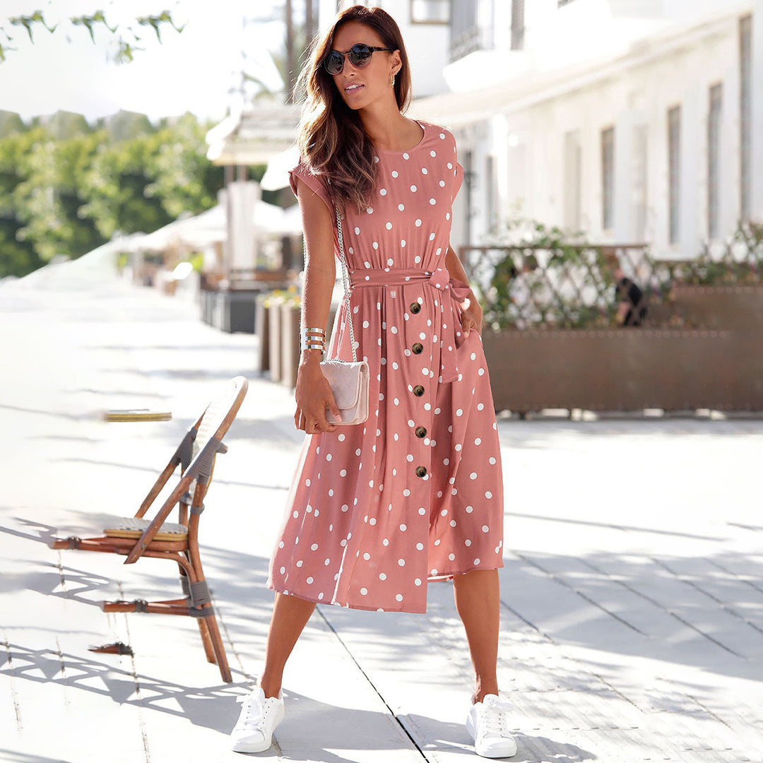Abito estivo leggero da donna con pois | Midi