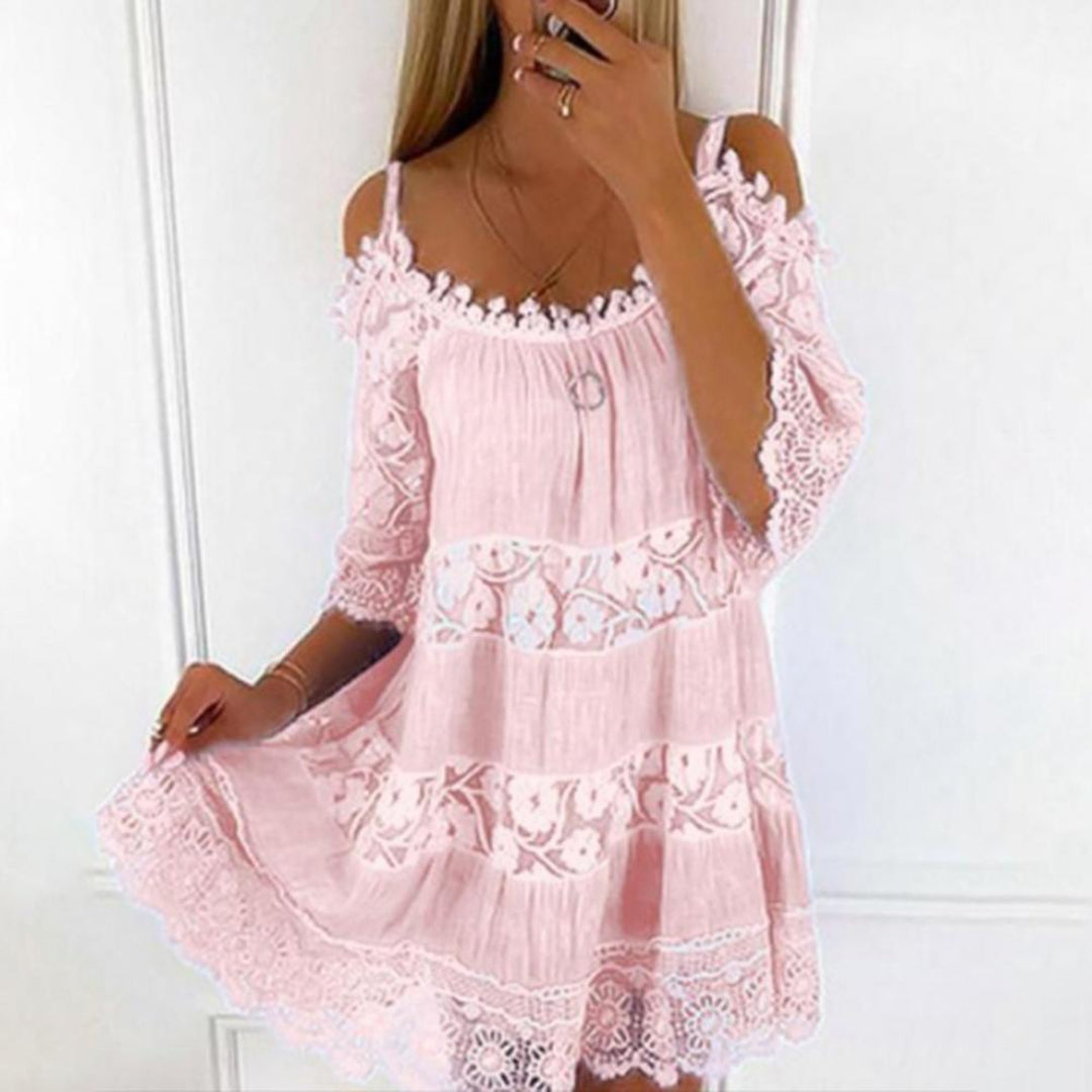 Dames Luchtige Kanten Zomerjurk | Mini