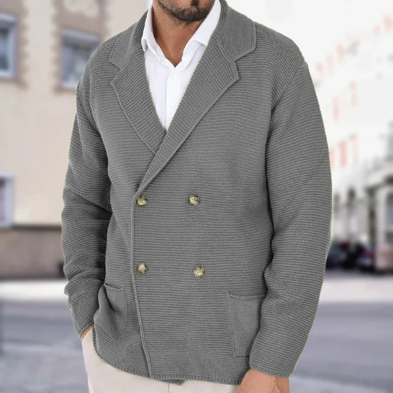 Heren Gebreide Blazer | Lang, Dubbel Knoopsluiting