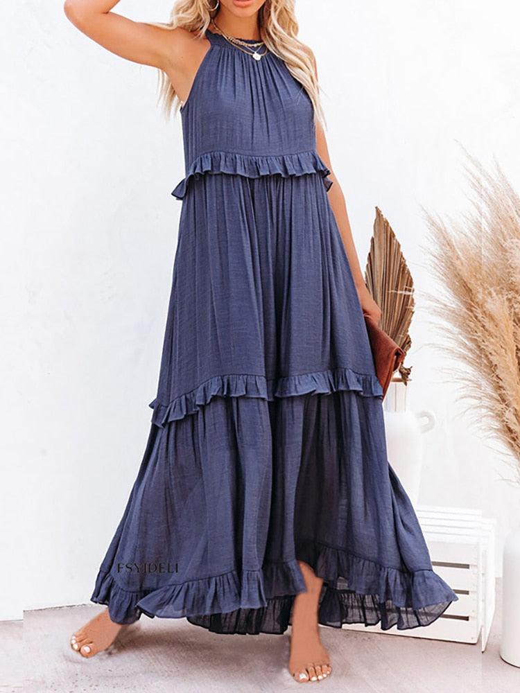 Abito estivo arioso da donna con ruches | Maxi