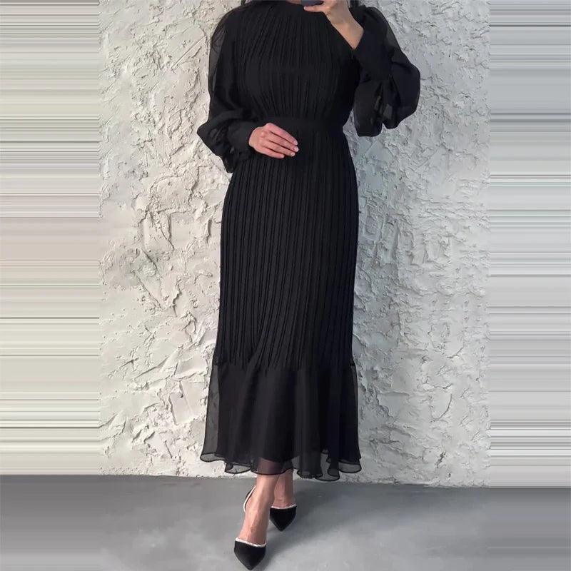 Dames Elegante geplisseerde avondjurk | Maxi