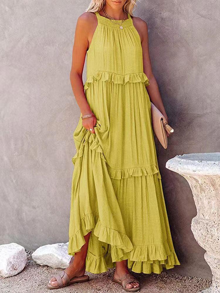 Abito estivo arioso da donna con ruches | Maxi