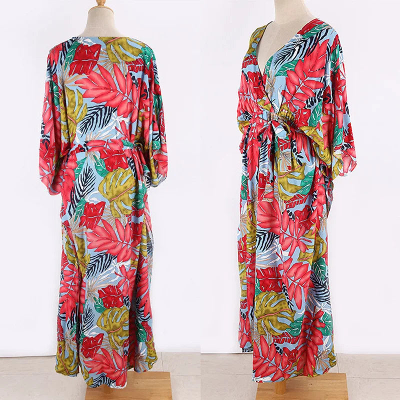 Dames Luchtige Tropenprint Zomerjurk | Maxi