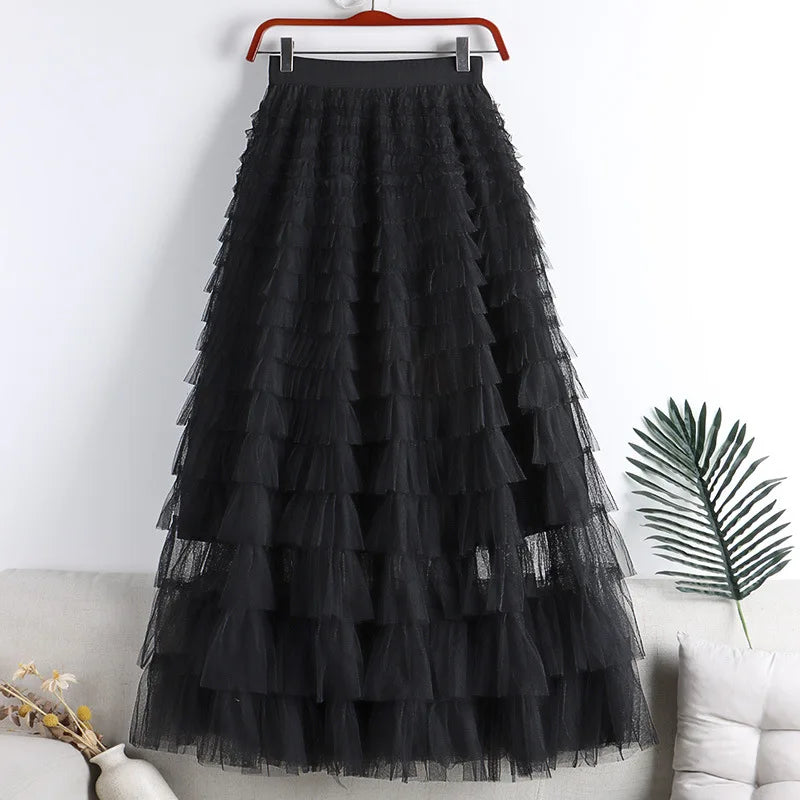 Dames Tulle geplooide rok | Lang
