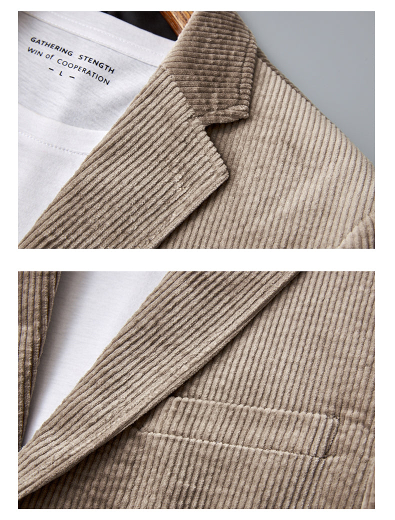 Blazer di velluto a coste autunnale da uomo | Sagomato, lungo