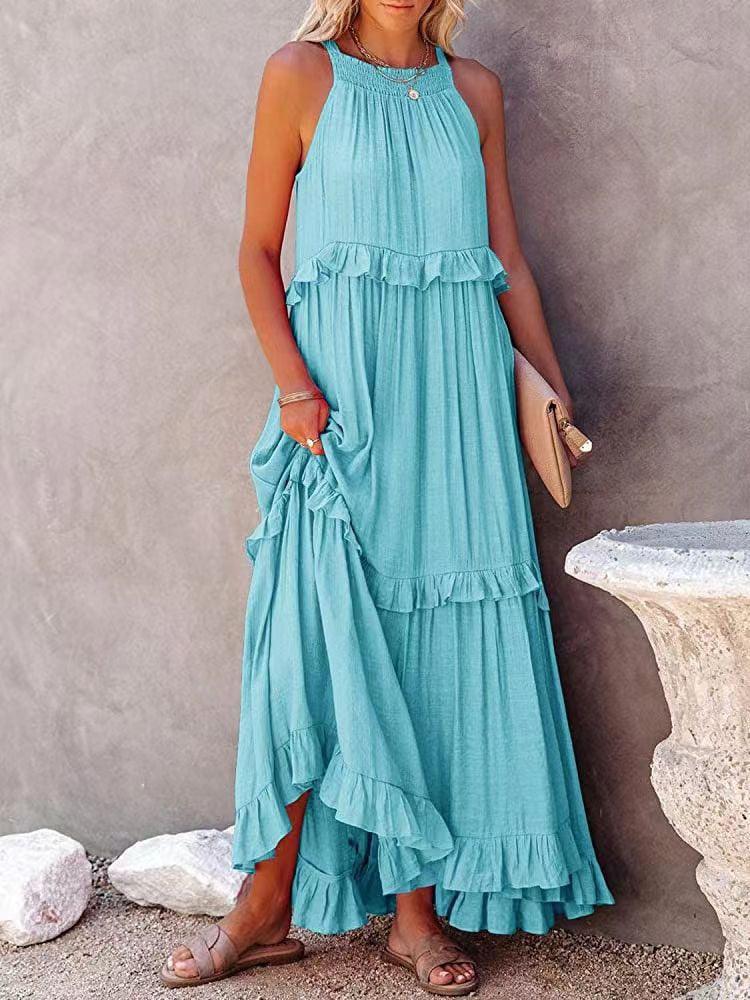 Abito estivo arioso da donna con ruches | Maxi