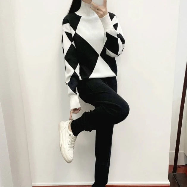 Set lounge argyle lavorato a maglia da donna | Confortevole, vintage