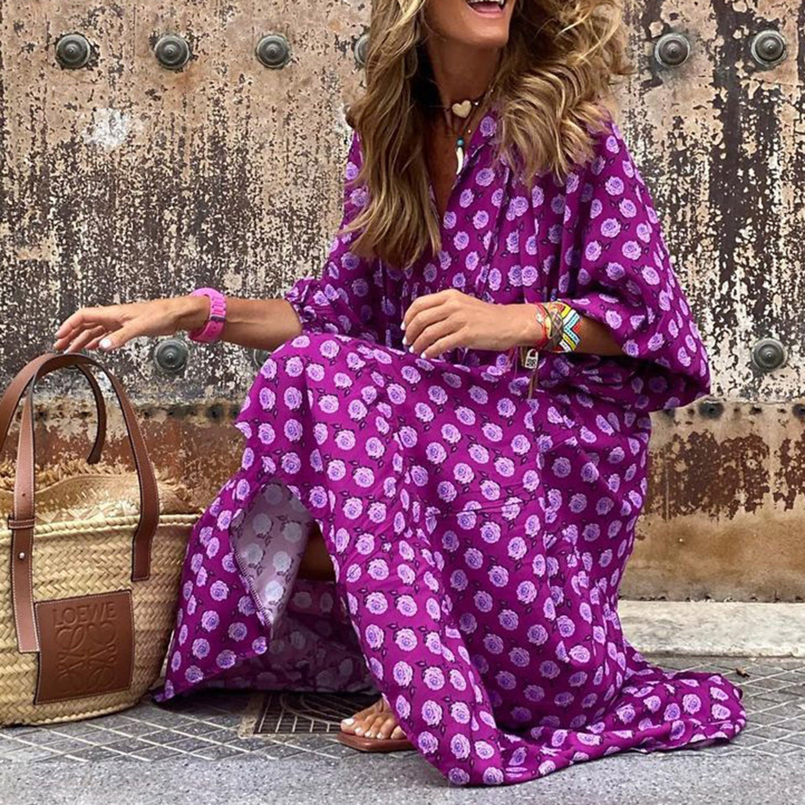 Dames Luchtige Geometrische Zomerjurk | Maxi