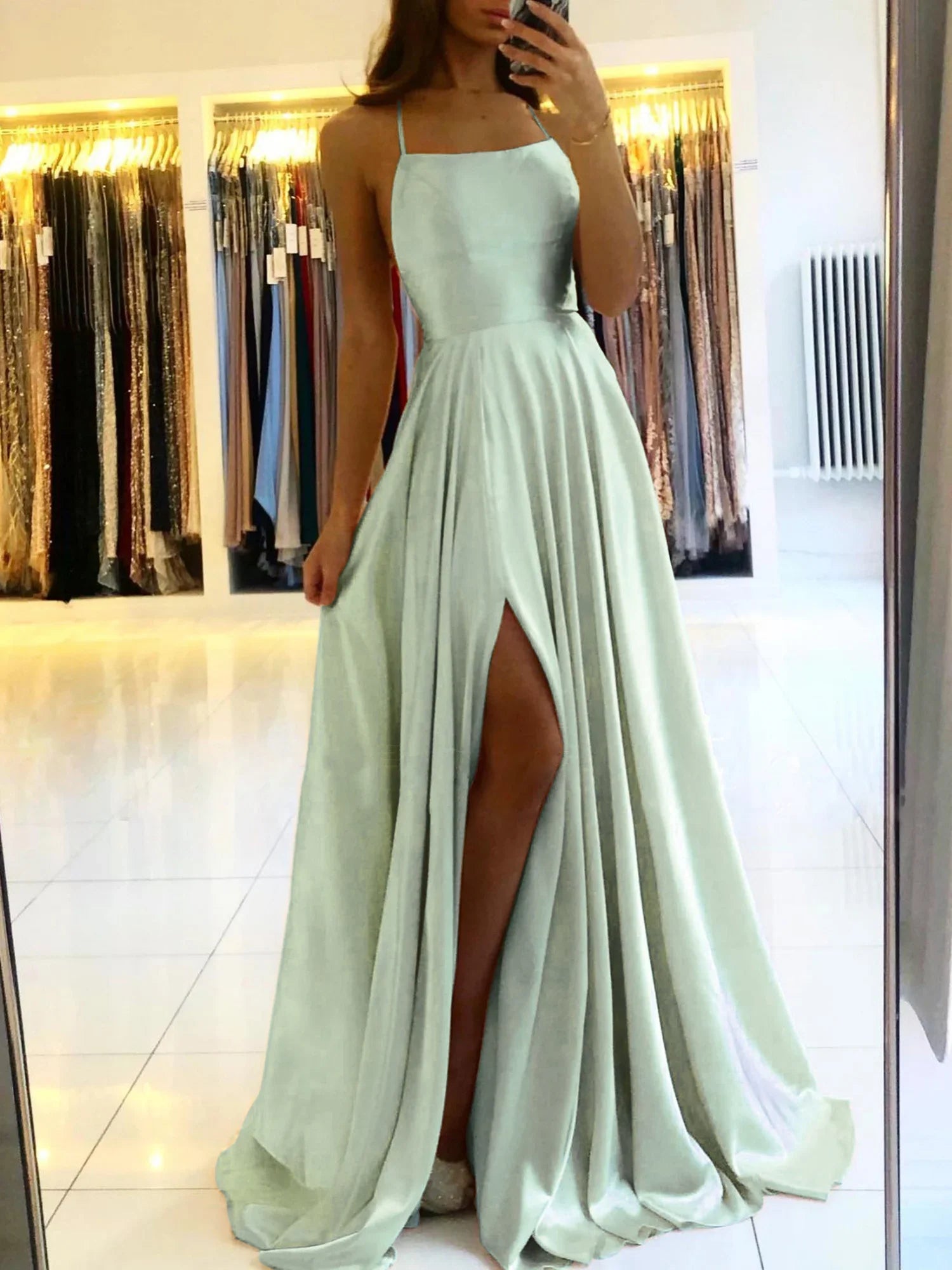 Dames Satijnen Elegante Avondjurk | Maxi